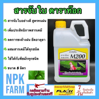 สารจับใบ ดาราท๊อก M200 ขนาด 5 ลิตร จับใบ เข้มข้น สูตรทนฝน ลดการชะล้างของฝน ยืดอายุการออกฤทธิ์ของตัวยา จับติดผิวใบดีมาก