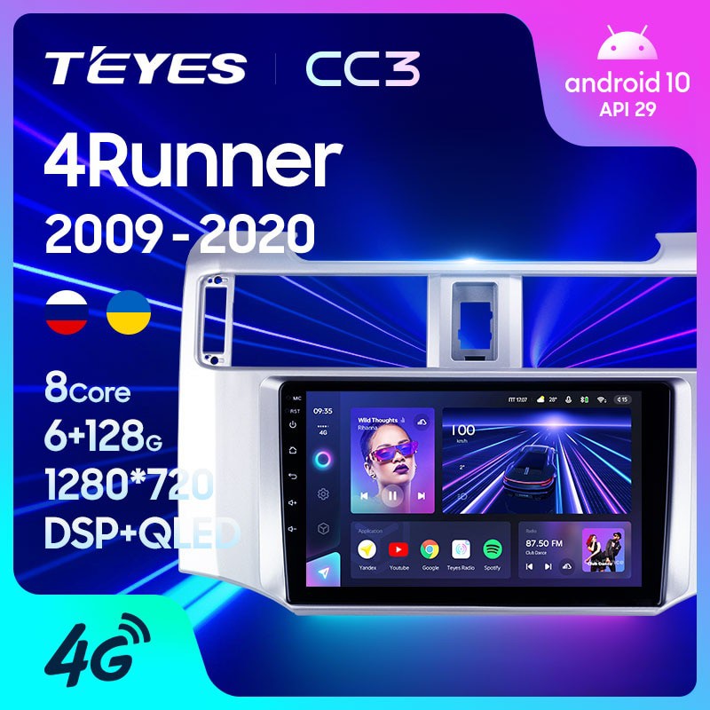 Teyes CC3 2K เครื่องเล่นวีดีโอ วิทยุ สเตอริโอ Android 10 No 2din 2 din DVD GPS สําหรับรถยนต์ Toyota 4Runner 5 N280 2009-2020