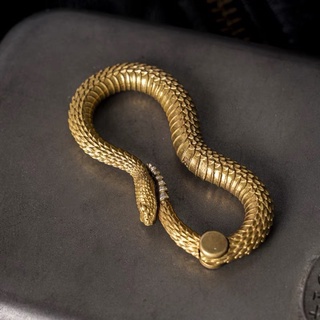 [Handmade] พวงกุญแจ ทองเหลือง&amp;เงิน Rattlesnake Keychain made of BRASS&amp;Silver 6*2.8cm