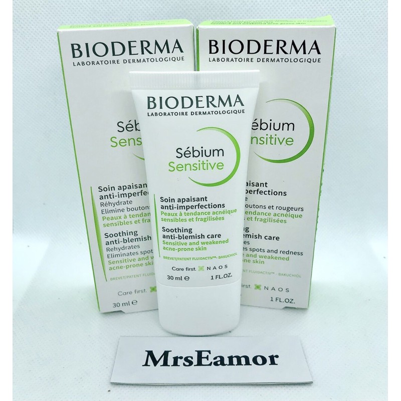 (แพ็กเกจจากฝรั่งเศส) มอยเจอร์ ลดสิว ลดระคายเคือง รอยแดง Bioderma Sebium Sensitive 30 ml.