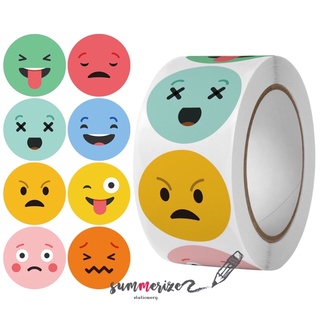 สติ๊กเกอร์ อิโมจิ emoji ลายหน้ายิ้มdiy sticker smile face หลากหลายอารมณ์ 500ดวง/ม้วน ขนาด 1 นิ้ว