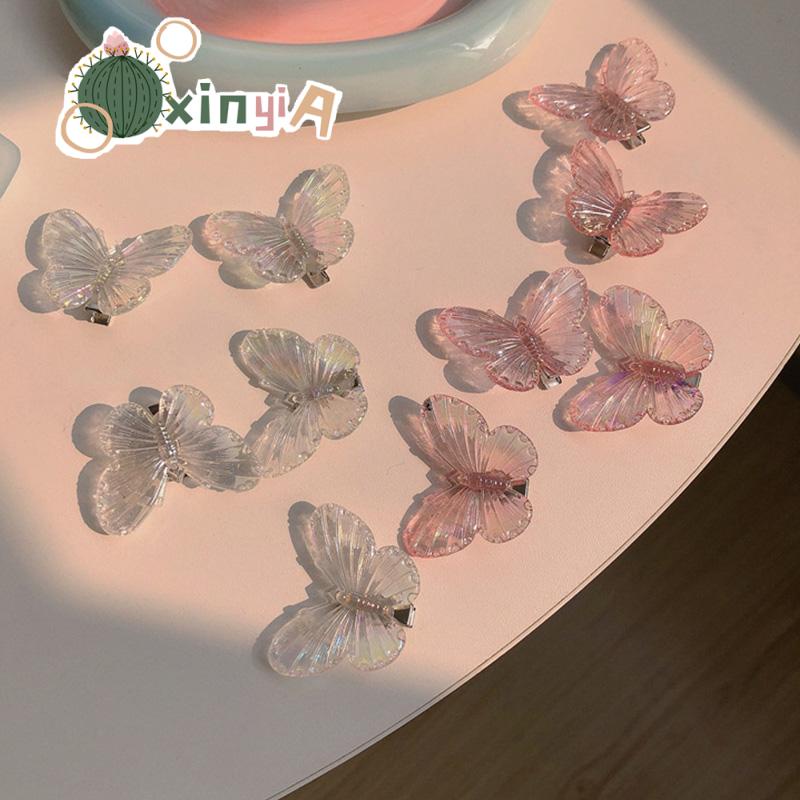 🔥🔥 เกาหลีกิ๊บติดผมโลหะ รูปผีเสื้อ สีสันสดใส แบบเรียบง่าย สําหรับผู้หญิง 2024【XINYIA】