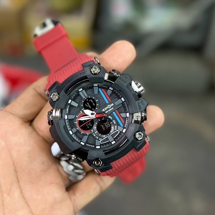 EX-02 นาฬิกาข้อมือชาย-หญิง EXPONI  2ระบบ  สายยางซิลิโคน อย่างดี ถ่ายจากสินค้าจริง  กันน้ำได้ หน้าจอม