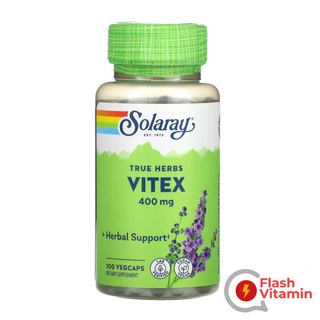 &lt; พร้อมส่ง&gt; แพคเกจใหม่ !! Solaray , Vitex , 400 mg , 100 VegCaps  ,ไวเท๊กซ์ ปรับสมดุลฮอร์โมน และระบบประจำเดือนของผู้หญิง