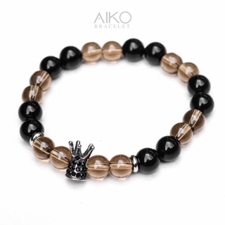 The Lucky Crown กำไลหินแท้ (Smoky Quartz/ Black Onyx)