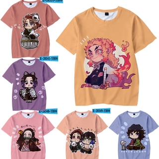 Demon Slayer Kimetsu No Yaiba Childrens T-shirt Summer Short-sleeved Cartoon T-shirt