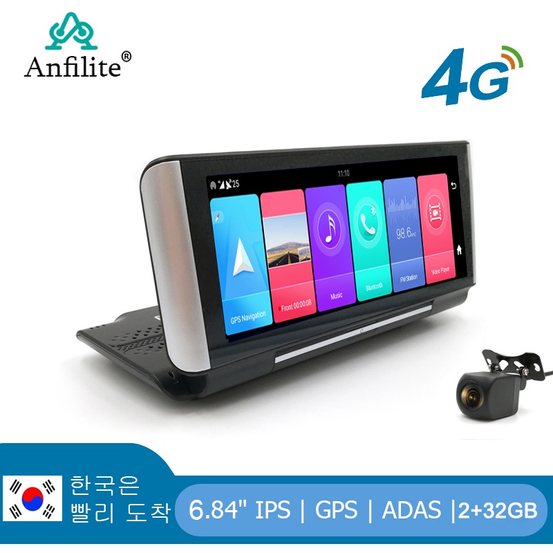 Anfilite 7 Inch 4G Android 8.1 Car DVR 2GB 32GB GPS navigator ADAS car video recorder Dual Lens Dashboard Camera parking
