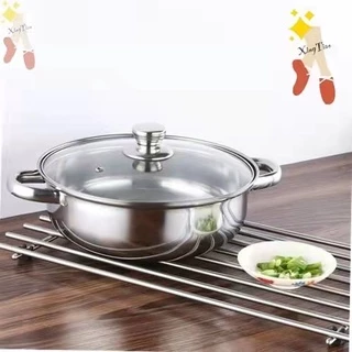 หม้อสแตนเลสฝาใส 1ชั้น หม้อสุกี้สแตนเลส พร้อมฝาปิด ขนาด 28cm
