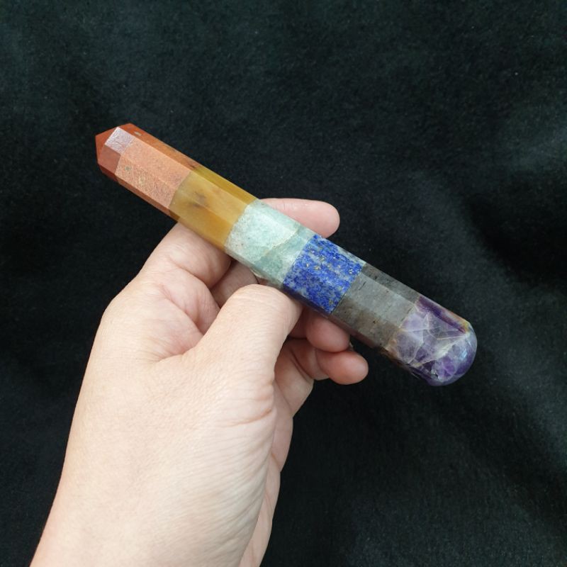 คฑาหินสี 7 จักระ หินเจ็ดจักระ หินเจ็ดสี หิน 7จักระ หิน 7สี Seven Chakra Stones Wands