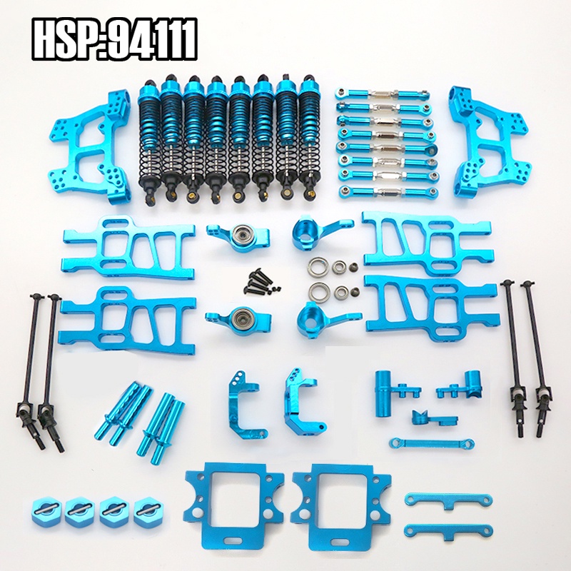 ชุด HSP 94111 Part อลูมิเนียมสีฟ้าอะไหล่อัพเกรดแพคเกจรถบรรทุกชิ้นส่วนสีฟ้าสําหรับ HSP RC 1:10 94111 94108 Crawler รถ Monster RC รถ AccessoriesSpot