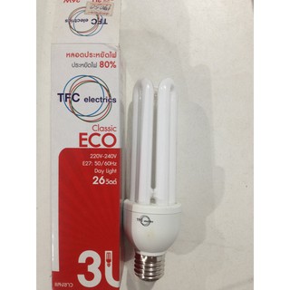 หลอดไฟตะเกียบ ขั้วแบบเกลียว TFC ELECTRIC 26W = 130W Day light 26W หลอดประหยัดไฟ