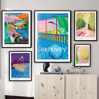 David Hockney ภาพโปสเตอร์ บนผ้าใบ สไตล์นอร์ดิก โมเดิร์น สีสดใส สําหรับตกแต่งผนัง ห้องนั่งเล่น