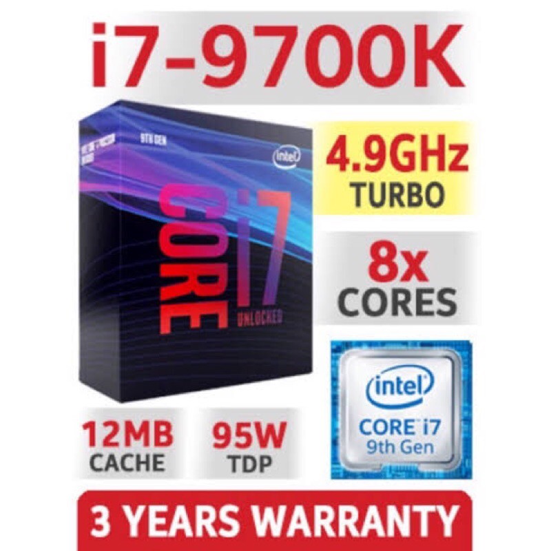 CPU Intel Core i7-9700K 8 Core/8 Threads
