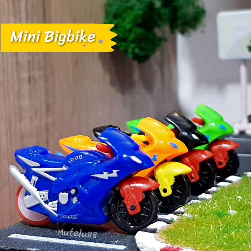 Mini Bigbike มอเตอร์ไซค์พลาสติกเข็นลาน ขนาด 5 ซม. >> ของเล่นถวายไอ้ไข่ ของเล่นแก้บน
