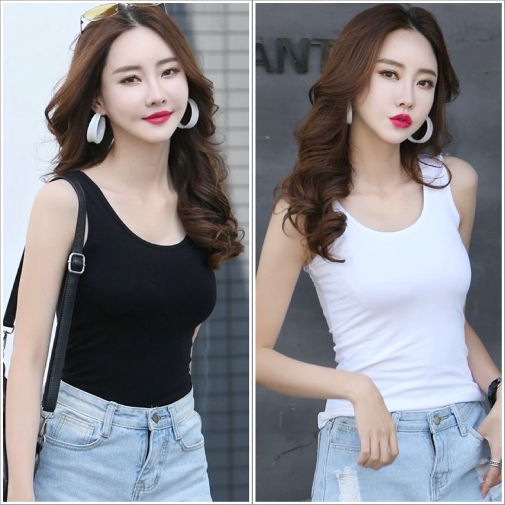 F1 ส่งไว เสื้อกล้ามคอกลมสีพื้น 2สี