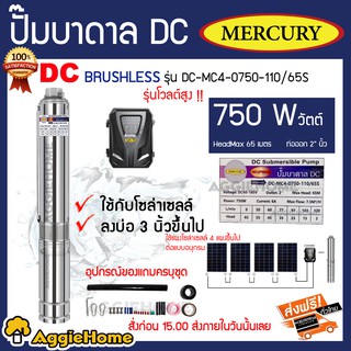 MERCURY บาดาล รุ่นDC-MC4-0750-110/65S ท่อออก2นิ้ว 750 วัตต์ (ลงบ่อ4นิ้ว) มอเตอร์บัตเลส/BRUSHLESS จัดส่ง KERRY