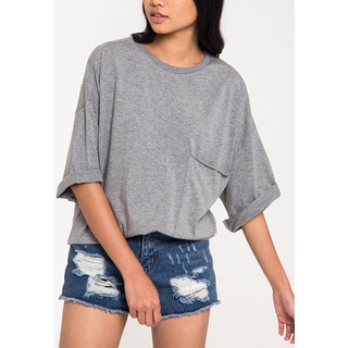 เสื้อยืด Oversized Pocket Loose (เทา)