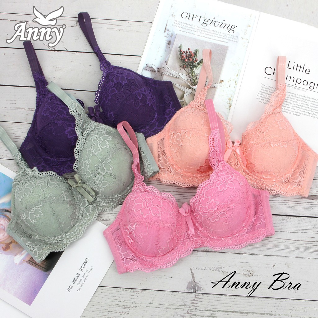 ชุดชั้นใน Anny รุ่น37300c คัพB บรามีโครง 3ตะขอ เต็มทรง เก็บข้างดี ใส่กระชับ แต่งด้วยลูกไม้ด้านหน้า ระบายอากาศดี