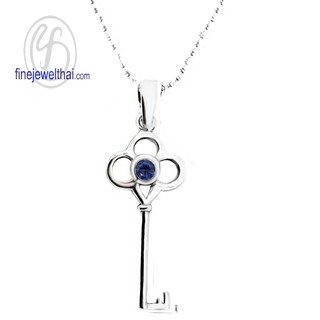 Finejewelthai-จี้ไพลิน-เงินแท้-จี้พลอย-จี้ลูกกุญแจ-พลอยประจำเดือนเกิด-Blue-Sapphire-Silver925-Pendant-P1105bl