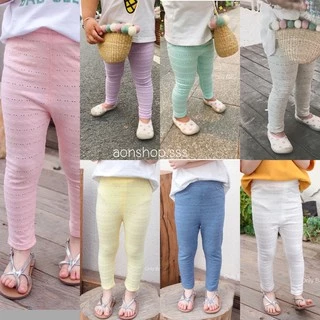 🔅พร้อมส่ง🇹🇭เลคกิ้งเด็ก สีพาสเทล กางเกงเด็กหญิง ลายฉลุ(B1)