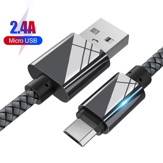 ไมโครสาย usb สำหรับ Xiaomi ซัมซุง A7 2018 J7 J5 2.4a ไนล่อน Usb ข้อมูลชาร์จ Cablel Android โทรศัพท์มือถือสายลวด