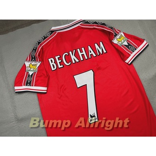 Retro : เสื้อaฟุตบอลย้อนยุค Vintage ทีมแมน ยู เหย้า Man Utd Home 1998 + 7 BECKHAM และอาร์มพรีเมียร์, เสื้อเปล่า !!