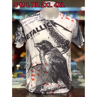 เสื้อวง Metallica OVP (โอเวอร์ปริ้นท์) แขนสั้น ผ้าคอตตอนผสมโพลี พิมลายทั้งตัว