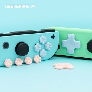 Geekshare ฝาครอบปุ่มกด ลายอุ้งเท้าแมว และฝาครอบปุ่มนิ้วหัวแม่มือ สําหรับ Nintendo Switch และ Switch Lite