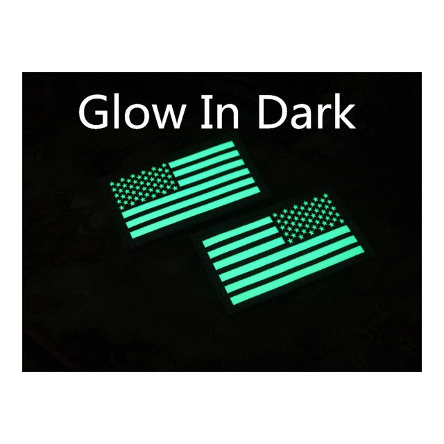 Glow In Dark Reverse USA AMERICA FLAG US REVERSED PATCH RIGHT ARM LEFT US Army Navy Air Force USN SEAL UNIFORM Patch BAD