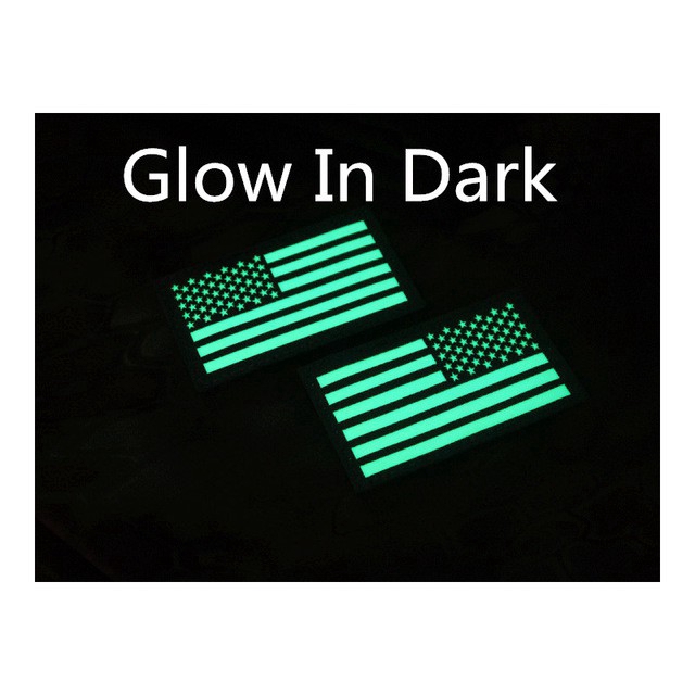 Glow In Dark Reverse USA AMERICA FLAG US REVERSED PATCH RIGHT ARM LEFT US Army Navy Air Force USN SE