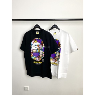 เสื้อยืดโอเวอร์ไซส์[พร้อมส่ง] เสื้อยืดแขนสั้น พิมพ์ลายโปเกม่อน BAPE สําหรับผู้ชายS-3XL