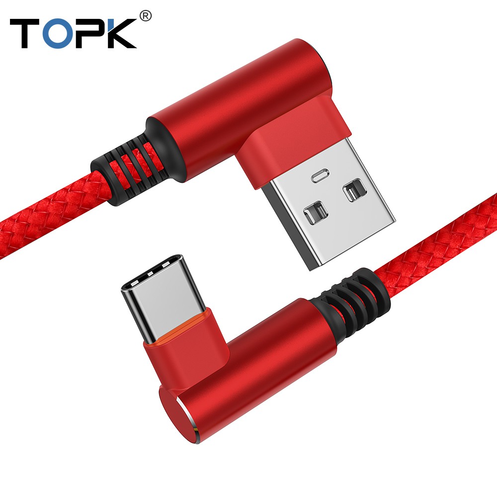 สายชาร์จ USB Type C 90 Degree 3A Quick Charge USB Type C