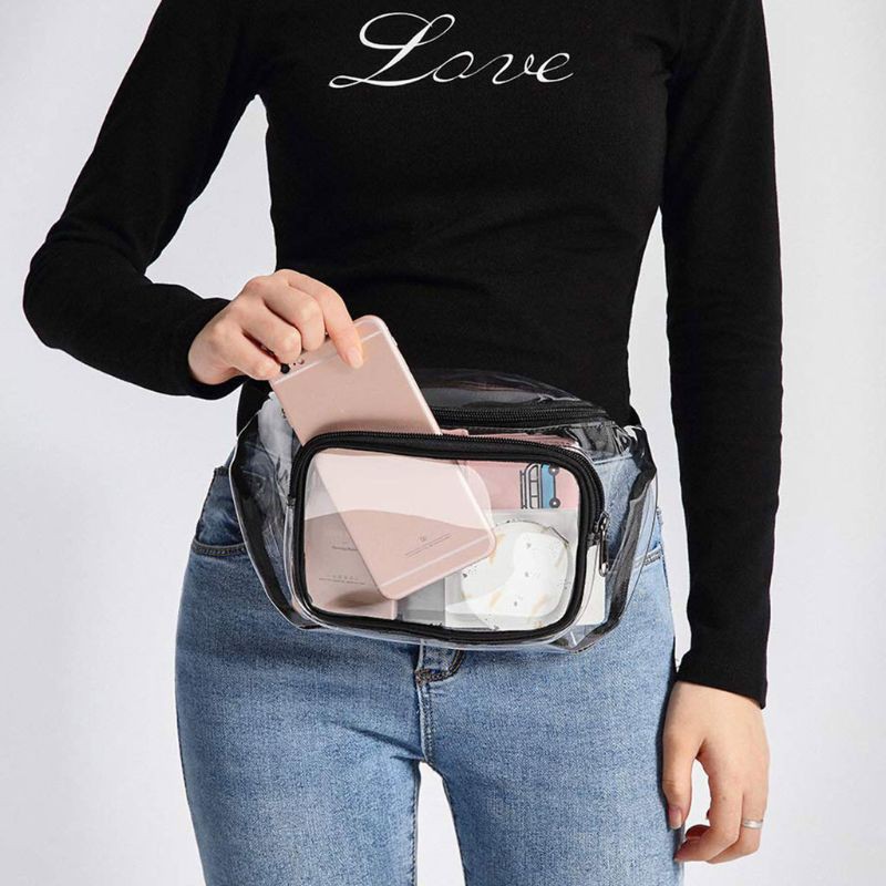 Women Transparent Waist Fanny Pack Belt Bag Travel Hip Bum Small Purse Chest Phone Pouch