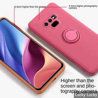 เคส Samsung Note9 ป้องกันกล้องเต็มรูปแบบซิลิโคนเหลวเคสกันกระแทกที่ใส่แหวนแม่เหล็กยืนเชือกเส้นเล็ก Samsung Galaxy Note 10 20 Ultra