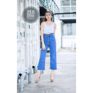 [ถูกที่สุด] Saza Shop 2511 Vintage Jeans กางเกงยีนส์ ผญ กางเกงยีนส์เอวสูง