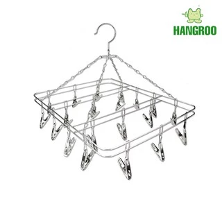 HANGROO H514 ราวหนีบผ้า ที่หนีบผ้า สแตนเลส 20 หนีบ ที่ตากชุดชั้นในและถุงเท้า แข็งแรง น้ำหนักเบา