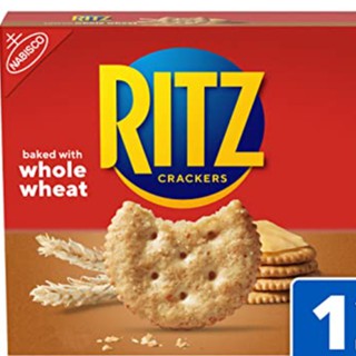 ✨นาทีทอง✨ Nabisco Ritz Crackers Whole Wheat 365g.ขนมปังข้าวสาลีโฮลเกรนอบกรอบ คุณภาพระดับพรีเมี่ยม