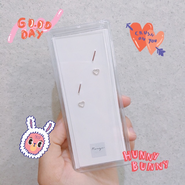 [พร้อมส่ง] ต่างหู bar and hollow heart S 🔆 Silver925 ไม่แพ้ไม่คัน (มีบริการห่อของขวัญฟรี)
