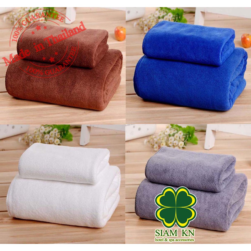 1แถม1 ผ้าขนหนูโรงแรม สีขาว สีน้ำตาล น้ำเงิน เทา ขนาด30×60นิ้ว 1ผืน  แถมฟรี ผ้าเช็ดผม 15×30นิ้ว