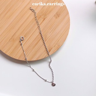 earika.earrings - half lucky anklet สร้อยข้อเท้าเงินแท้จี้lucky ปรับขนาดได้