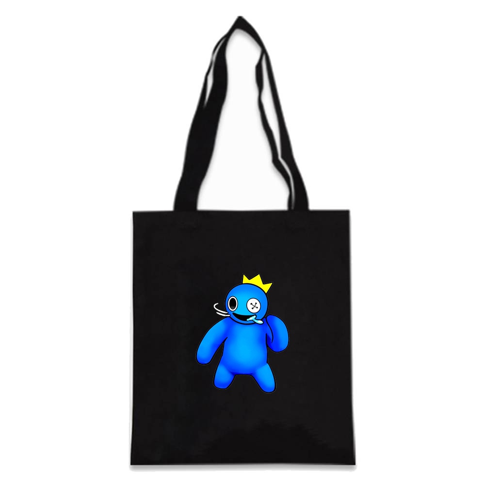 Rainbow Friends Obby Horror Roblox Blue Canvas Travel Tote Bag ผู้หญิงสีดําสีขาว DIY Shopping Kitche