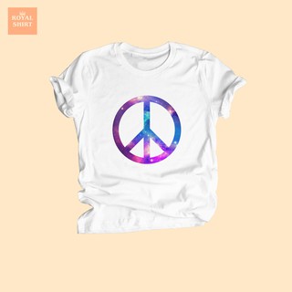 เสื้อยืดลาย สัญลักษณ์แห่งความสันติ Peace ลาย Galaxy เสื้อยืดกราฟฟิก ไซส์ S - XXL