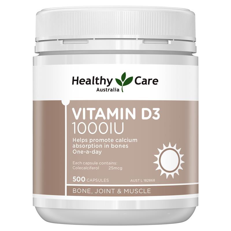 Healthy care Vitamin D3 1000iU ไซน์ใหญ่ 500 Capsules Exp. 01/2025