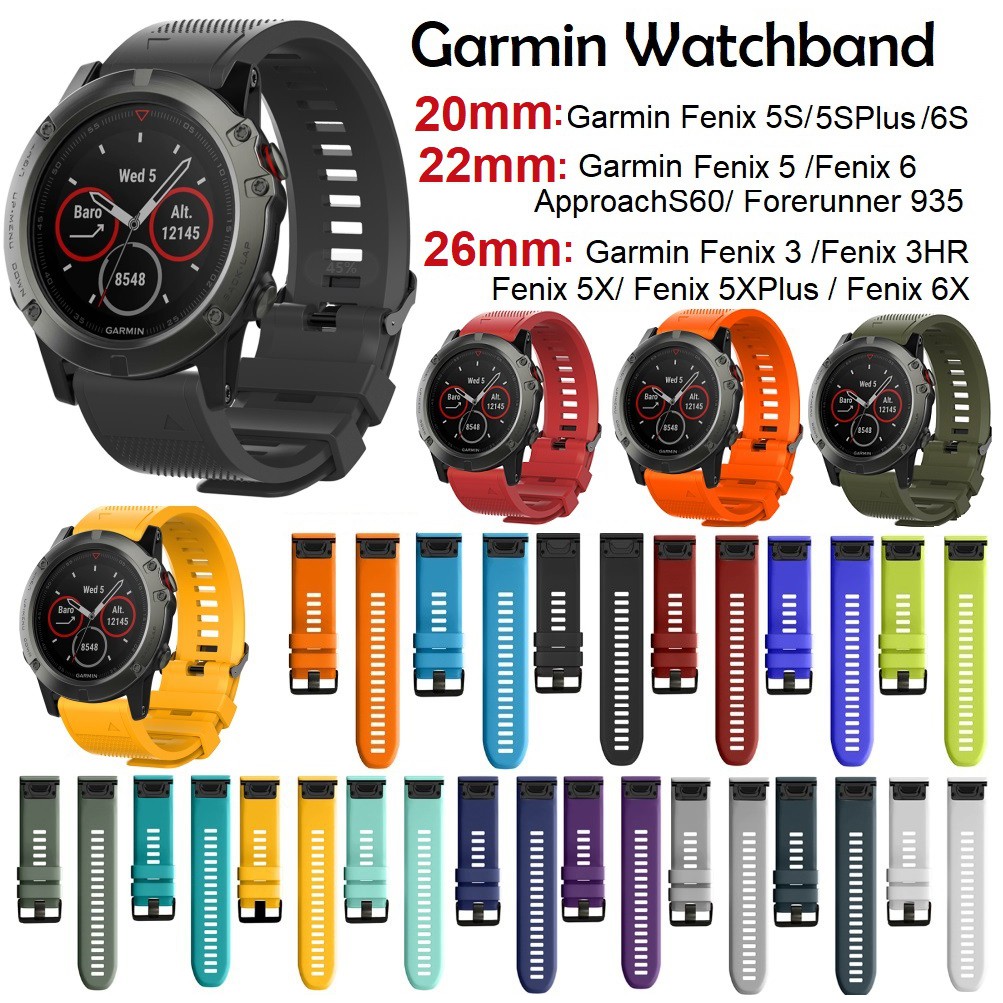 สายนาฬิกาซิลิโคน สำหรับ Garmin Fenix 7 , สายนาฬิกา Fenix 7X , Fenix 7S , Garmin Fenix 5 Strap /Fenix 5 plus / 5S plus / Garmin instinct / instinct 2,2S , Forerunner 935/945 / Fenix 5X / 5X plus / Garmin fenix 6 / สาย fenix 6X , fenix 6 pro / garmin Strap