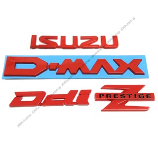 โลโก้ อีซูซุ ดีแม็ก ดีดีไอ แซท เพรสทีจ Logo ISUZU D-MAX Ddi Z Prestige ติดท้ายกระบะ แต่งรถ ตัวนูน สีแดง 2012-2019