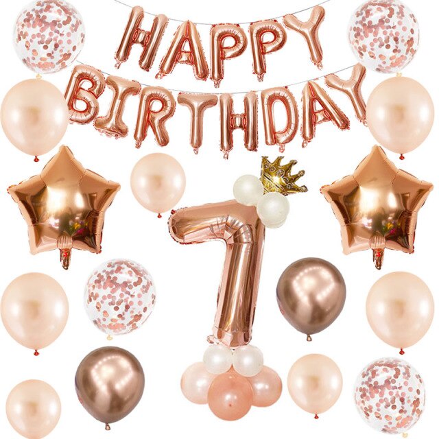 Balonasia เด็กวันเกิดตกแต่งมงกุฎโรสโกลด์ Hbd