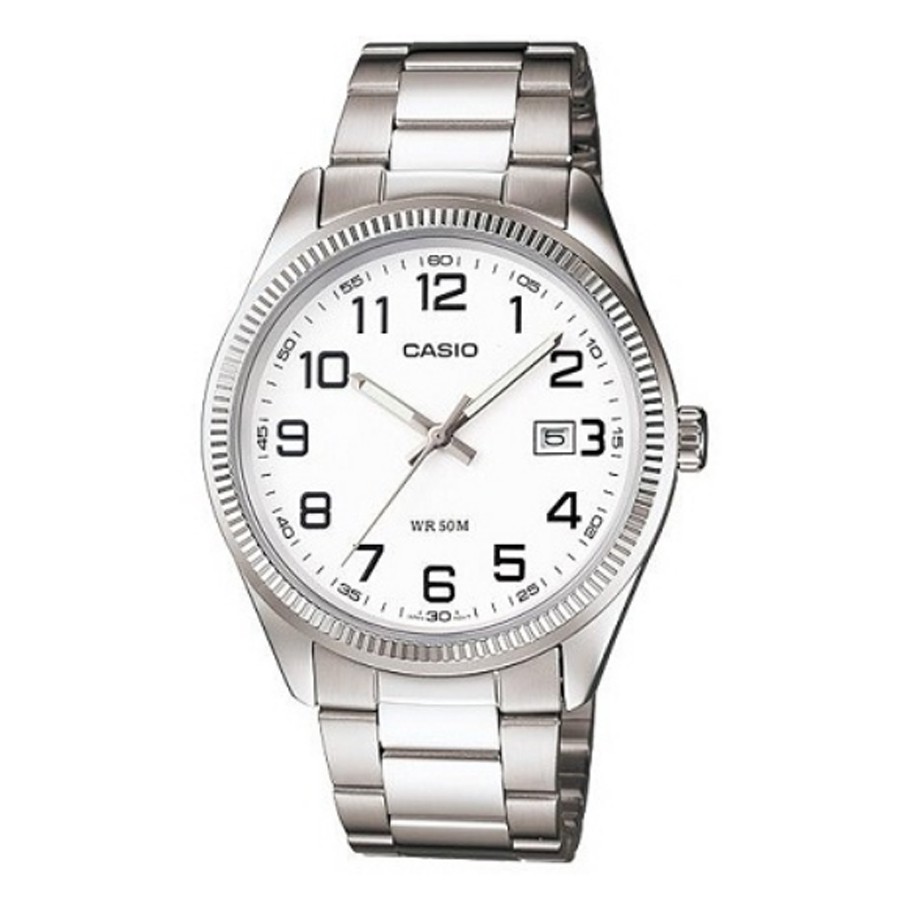 Casio Standard นาฬิกาข้อมือผู้ชาย สายสแตนเลส รุ่น MTP-1302,MTP-1302D,MTP-1302D-7B - สีขาว