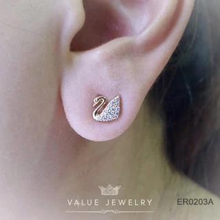 ต่างหูแป้น ฝังคริสตัลละเอียด ลายหงส์สวา Swarovski มี3สี ขนาดเล็ก ตุ้มหู เครื่องประดับ ER0203 ER0212 ER0701 ValueJewelry