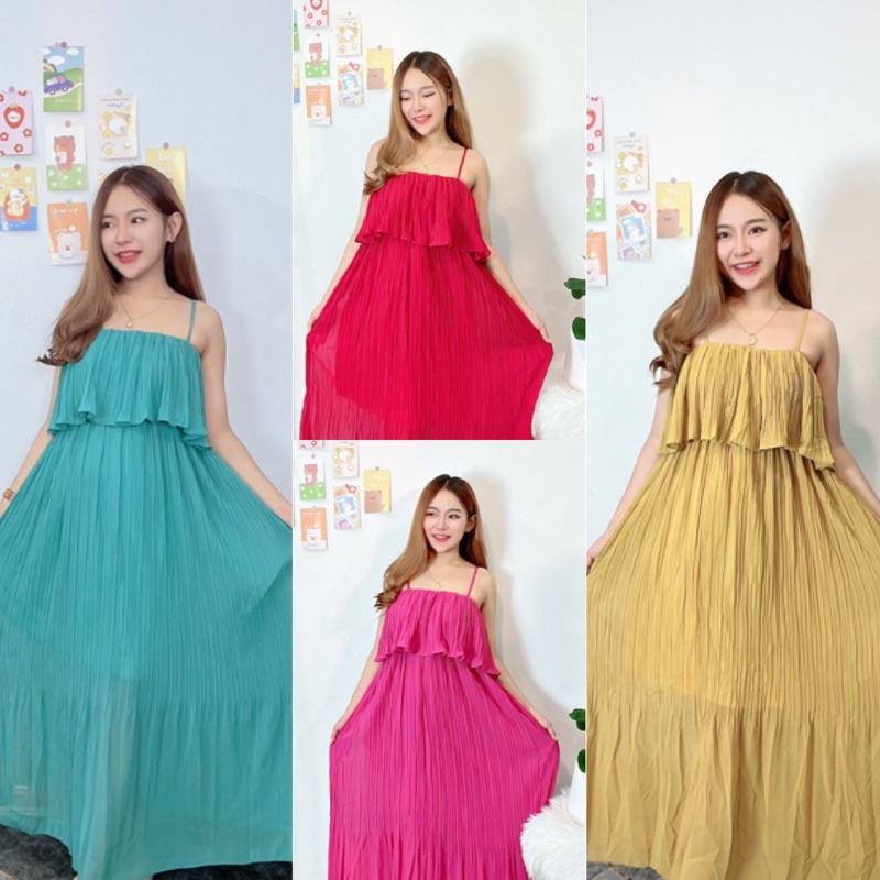 ชุดพลีท ชุดพลีทสายเดี่ยวสีพื้น Maxzy Dress ป้ายห้อยtopshop ชุดออกานแต่ง ชุดเดินหาด ชุดเที่ยวทะเล - รูปที่ 6