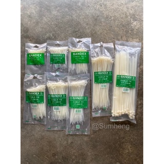 เคเบิ้ลไทร์ CABLE TIE หนวดกุ้ง สีขาว ขนาด 4",5",6",7",8",9"และ12" ยี่ห้อ BANDEX ถุงละ100 เส้น